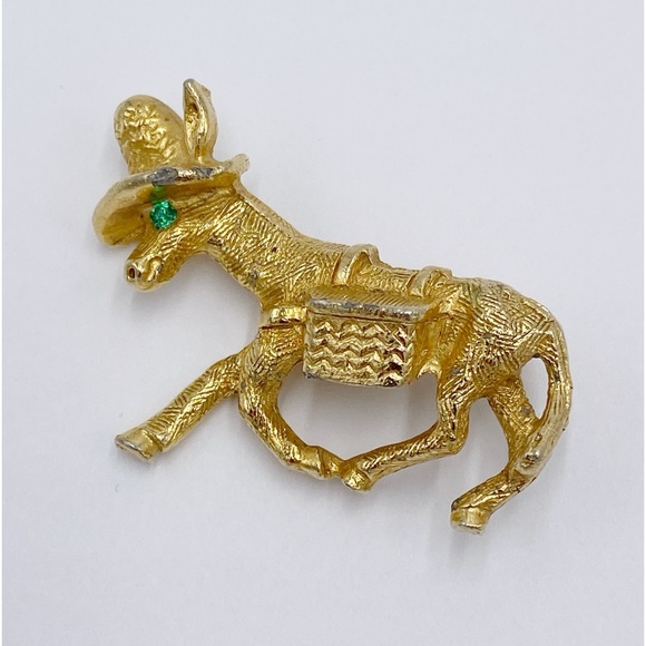 Vintage Goldtone Donkey Brooch Pin - Picture 1 of 6